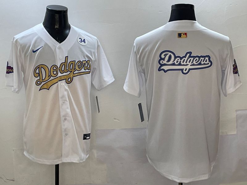 Men Los Angeles Dodgers Blank White Champion gold character 2025 Nike MLB Jersey style 16->los angeles dodgers->MLB Jersey